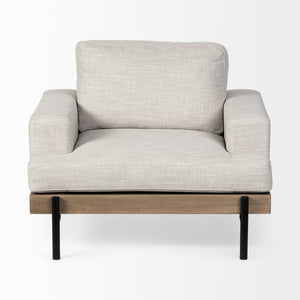 Colburne I Beige Fabric W/ Wood and Iron Frame Accent Chair