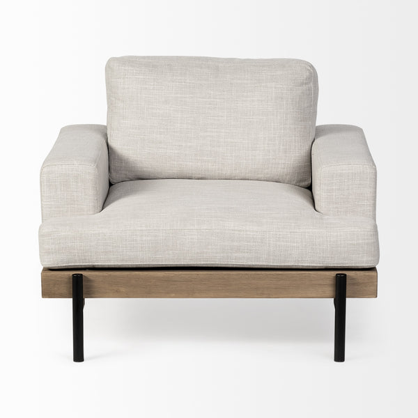 Colburne I Beige Fabric W/ Wood and Iron Frame Accent Chair