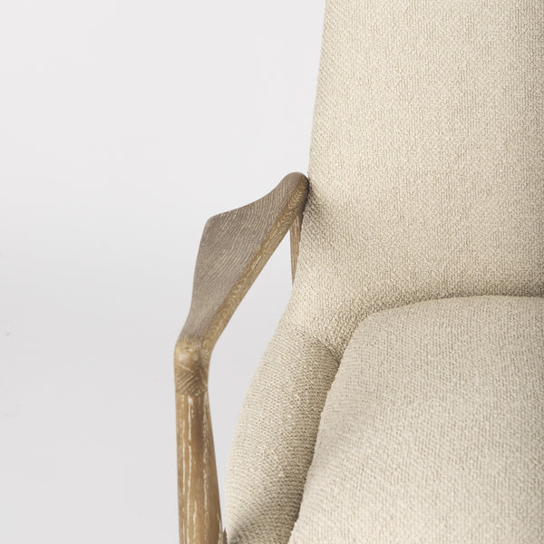 Westan Cream Boucle Fabric W/Light Brown Wood Accent Chair