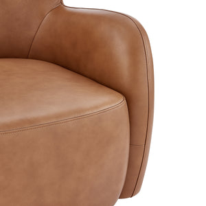Tiffany KD Top Grain Leather Accent Arm Chair, Garrett Caramel
