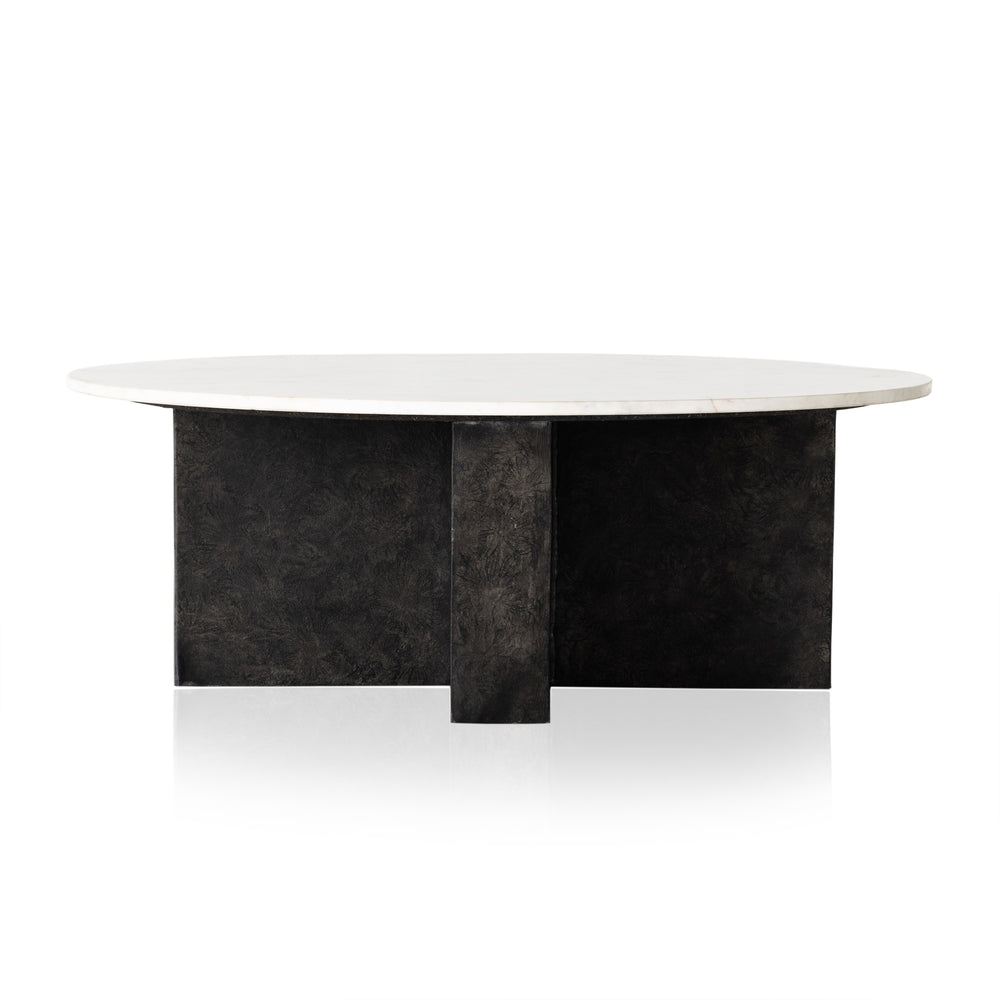 Terrell Round Coffee Table In Plsh White