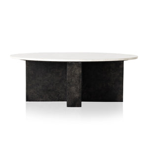 Terrell Round Coffee Table In Plsh White