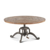 Industrial Loft 42-Inch Round Coffee Table with Reclaimed Teak Top and Adjustable Crank