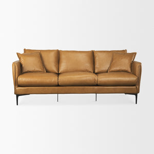 Lake Como 85.8L x 36.6W x 32.3H Tan Leather Three Seater Sofa