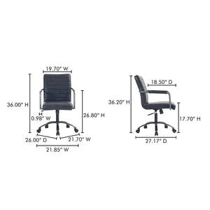 Moe's Roy Office Chair in Black Leather