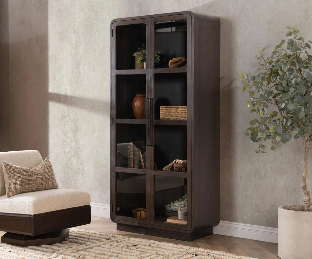 Rogers Solid Wood Tall Cabinet with Glass Doors