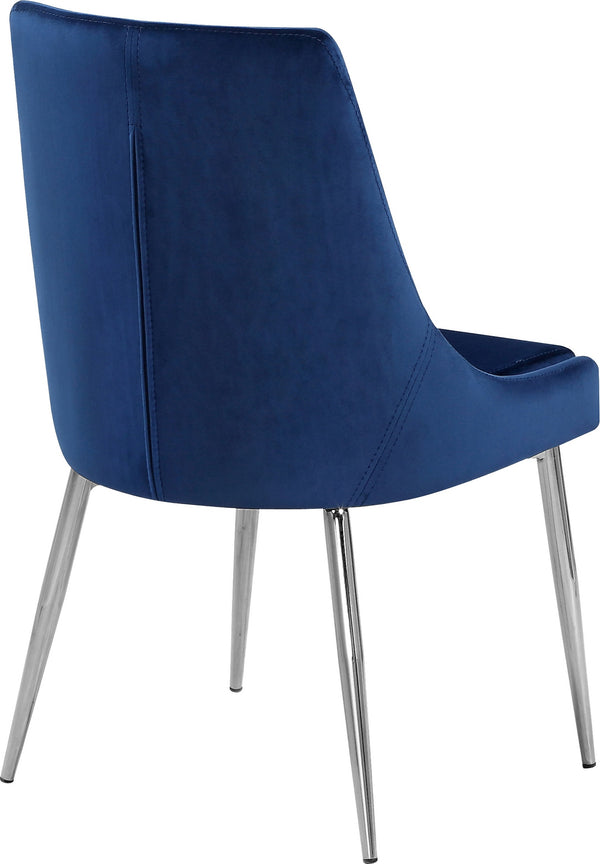 Lynette Dining Chair In Navy Velvet and Chrome