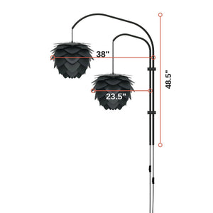 Aluvia Mini 2-Light Wall Lamp in Anthracite with Black Wall Hanger