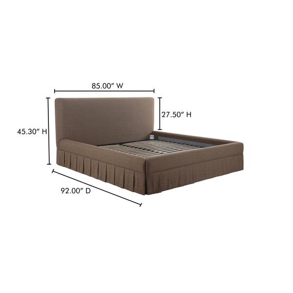 Maren King Bed Brown with Pleated Base