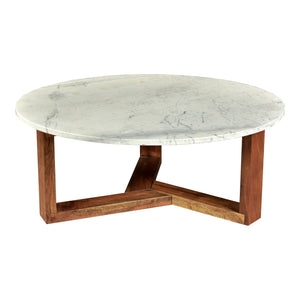 Moe's Jinxx Coffee Table White Marble & Acacia