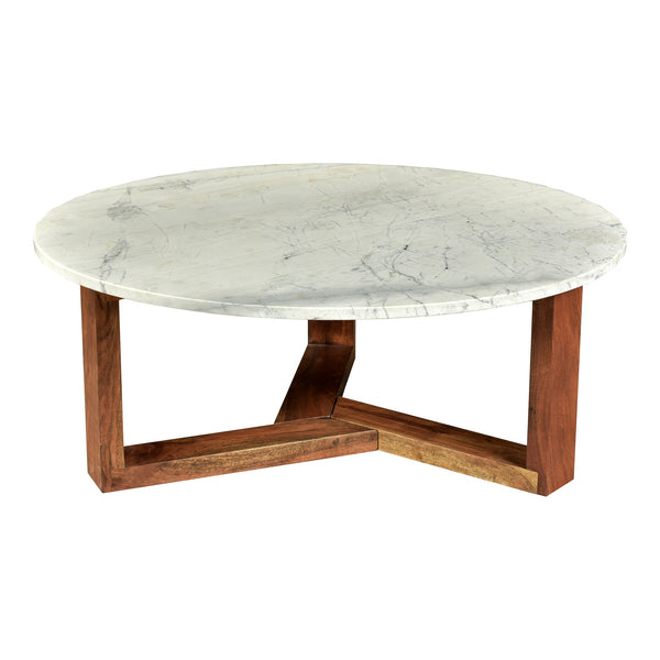 Moe's Jinxx Coffee Table White Marble & Acacia