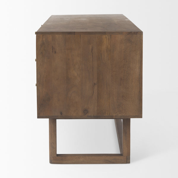 Grier  60.0L x 22.75W x 30.5H Medium Brown Solid Wood W/Cane Office Desk