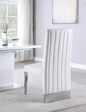 Stanley Dining Chair In White Faux Leather and Chrome