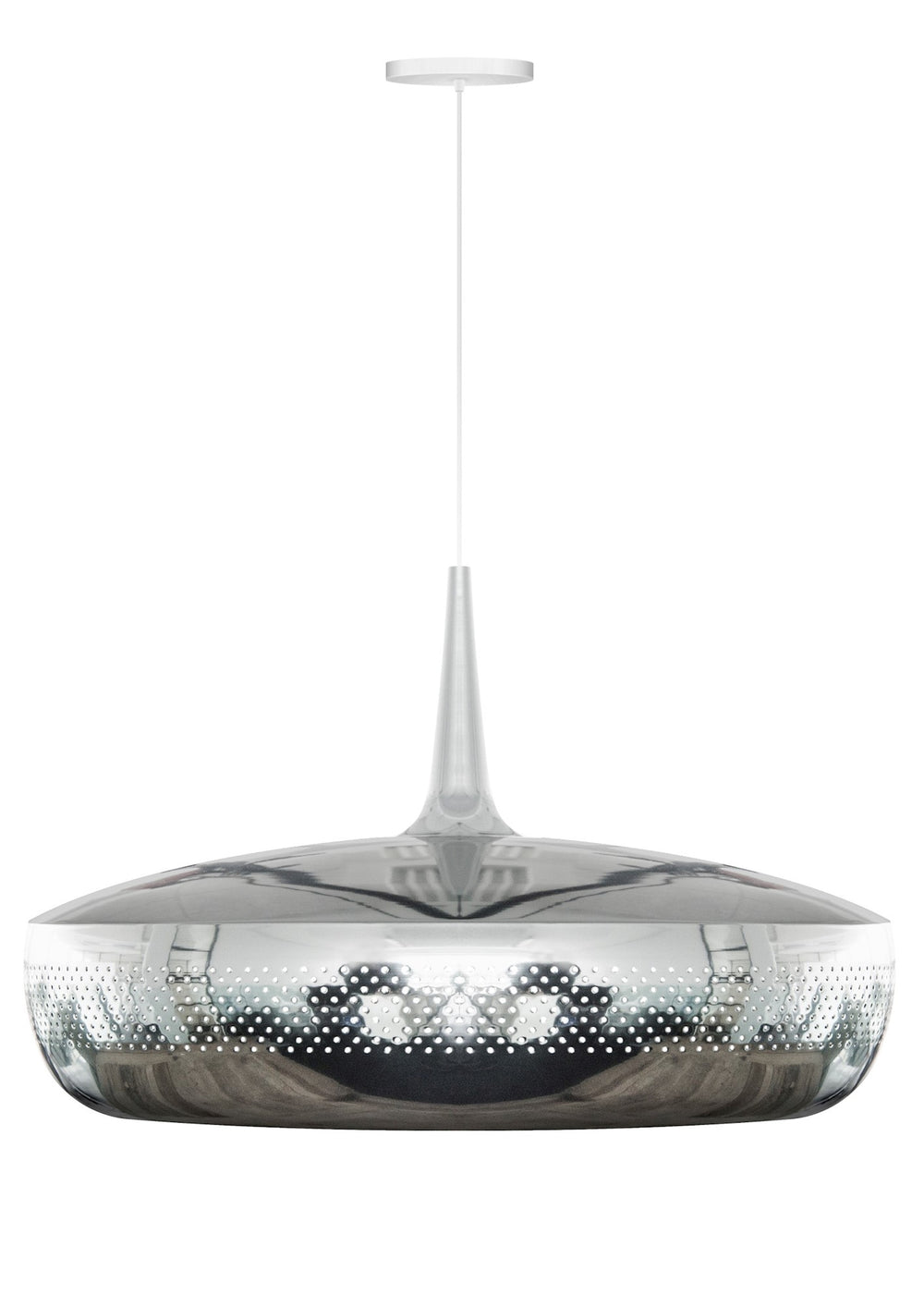Clava Dine Hardwired Pendant in Steel with White Cord