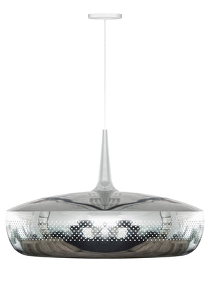 Clava Dine Hardwired Pendant in Steel with White Cord