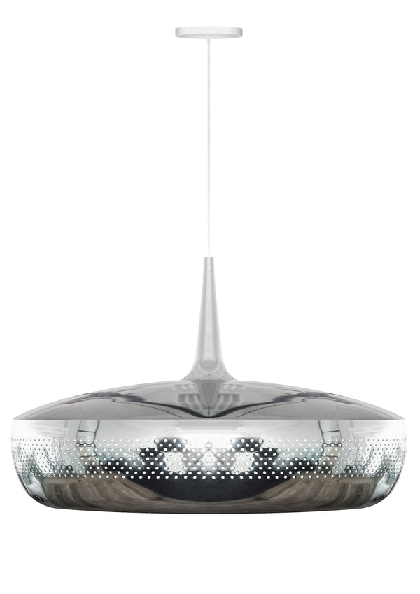 Clava Dine Hardwired Pendant in Steel with White Cord