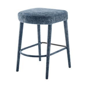 Rylee KD Chenille Backless Counter Stool, Millburry Blue 