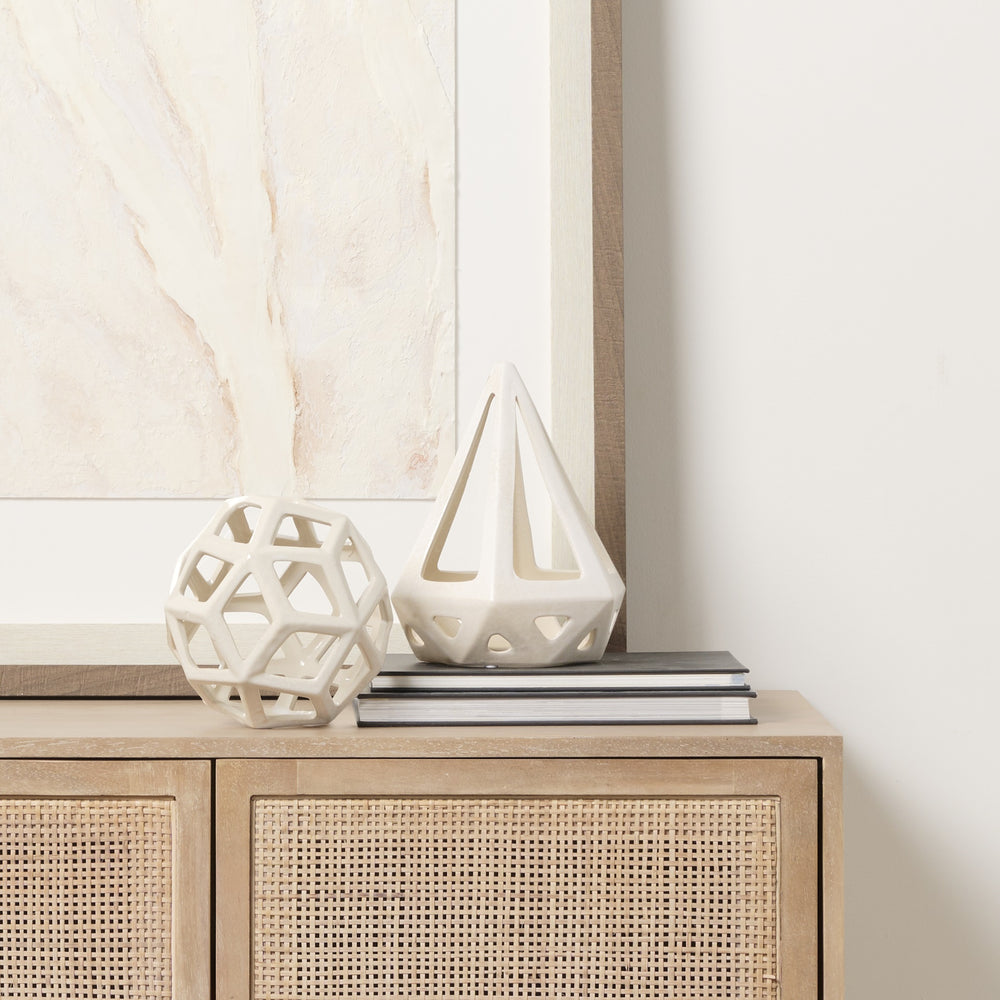 Hood  7.7L x 7.7W x 9.4H White Geometric Ceramic Object