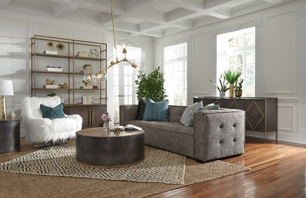 Element Contemporary Gray Upholstered Sofa with Deep Cushions