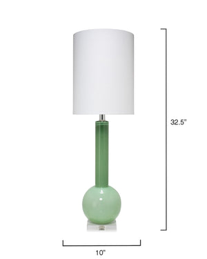 Studio Table Glass Lamp with Linen Shade, Green