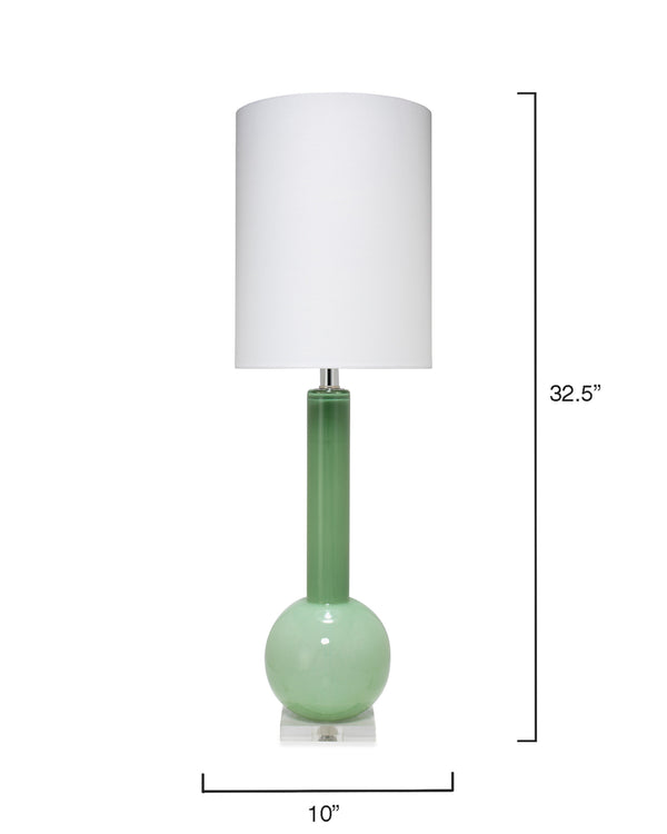 Studio Table Glass Lamp with Linen Shade, Green