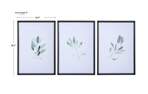 Simple Sage Watercolor Prints, S/3