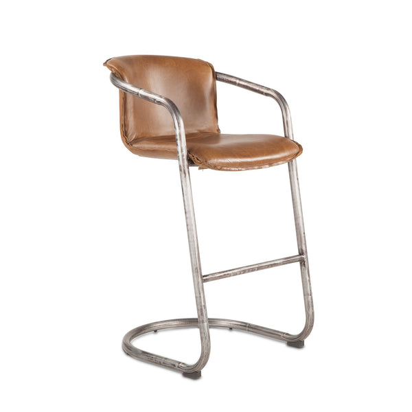 Portofino Distressed Chestnut Leather Bar Chair