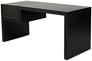 Alvaro Ebony Walnut Desk in Matte Black Steel
