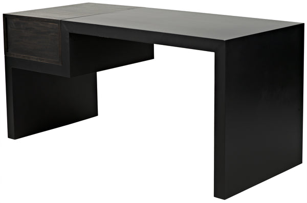 Alvaro Ebony Walnut Desk in Matte Black Steel