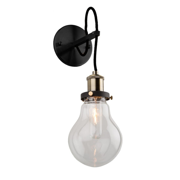 Edison AC10480 Wall Light in Matte Black & Vintage Brass