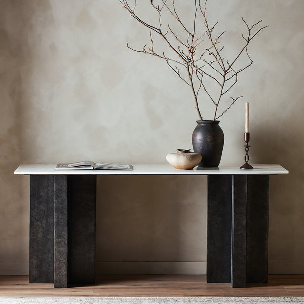 Terrell Large Console Table in Polished White