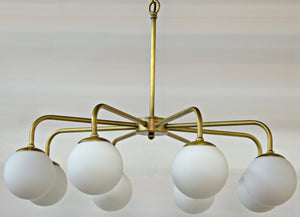 Larenta Chandelier, Antique Brass and Glass