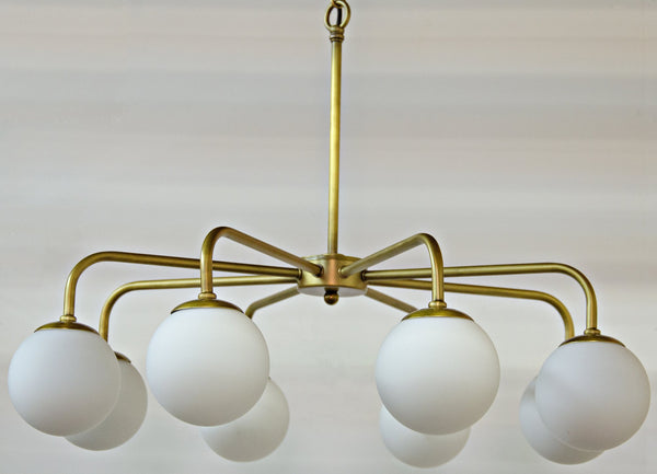 Larenta Chandelier, Antique Brass and Glass