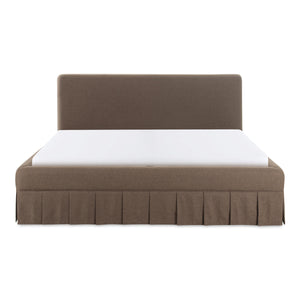 Moe's Maren Queen Bed with Pleated Base in Brown