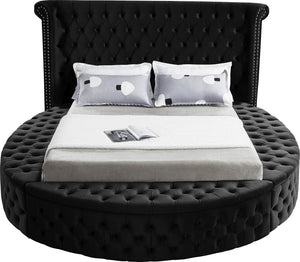 Lorena Queen Bed In Black Velvet