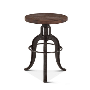 Industrial Teak Adjustable Recycled Teak Bar Stool
