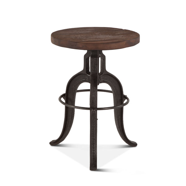 Industrial Teak Adjustable Recycled Teak Bar Stool