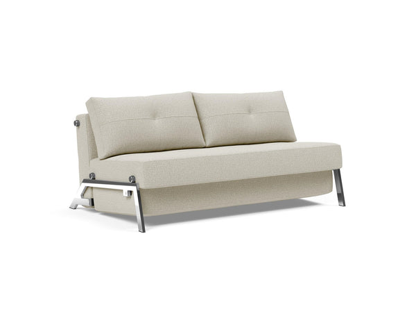 CUBED QUEEN SOFA BED in MIXED DANCE NATURAL FABRIC WITH Chrome legs 527