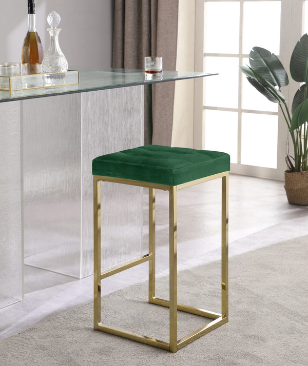 Pearl Stool In Green Velvet
