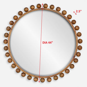 Cyra Wood Beaded Round Mirror