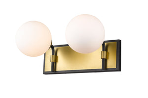 Parsons 2 Light Vanity in Matte Black + Olde Brass Finish