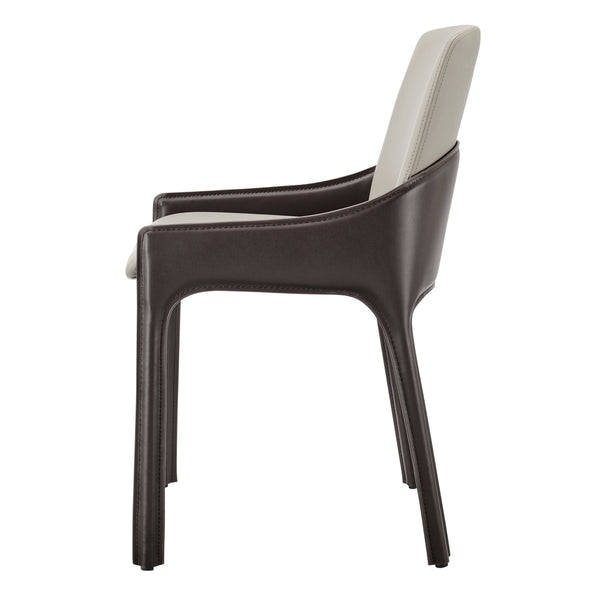 Stella Faux Leather Dining Side Chair, Taupe/Dark Brown