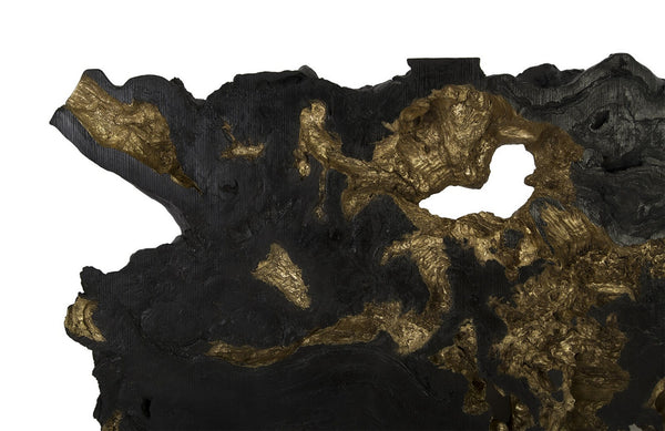 Burled Root Wall Art, Black, Gold Leaf, Large