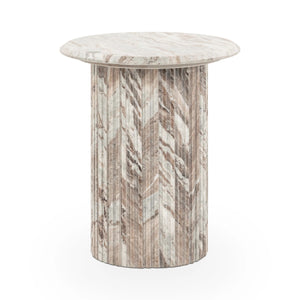 Nordens Marble Round End Table - Rusty Gray