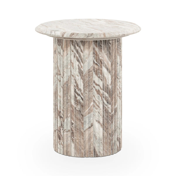 Nordens Marble Round End Table - Rusty Gray