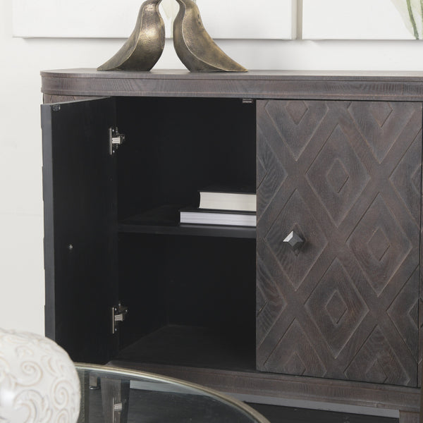 Lennon 47.2L x 15.0W x 33.1H Dark Brown Fir Veneer 4 Door Demilune Cabinet