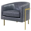 Harrod Bonded Leather Accent Arm Chair Gold Legs In Vintage Midnight