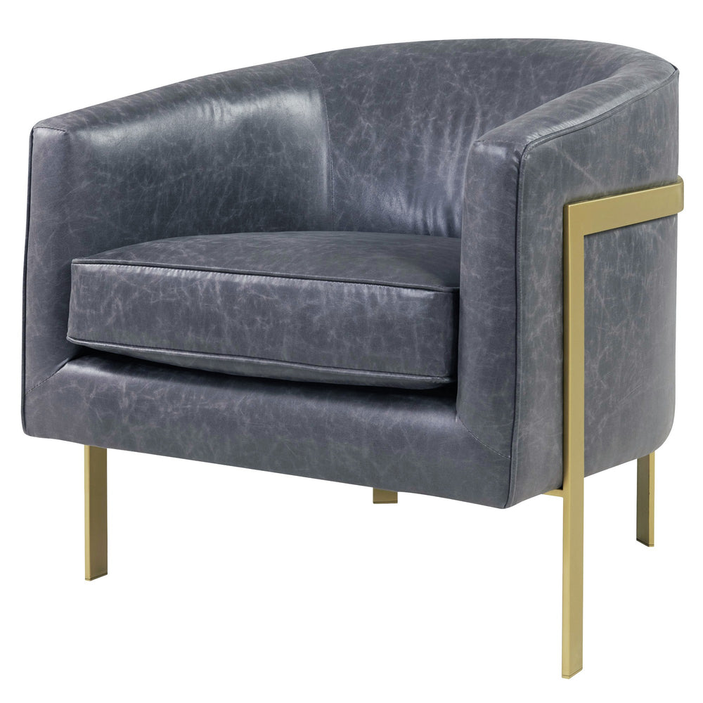 Harrod Bonded Leather Accent Arm Chair Gold Legs In Vintage Midnight