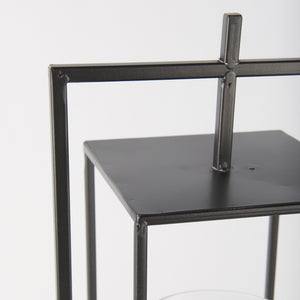 Albus I Large Black Metal Rectangular Table Candle Holder