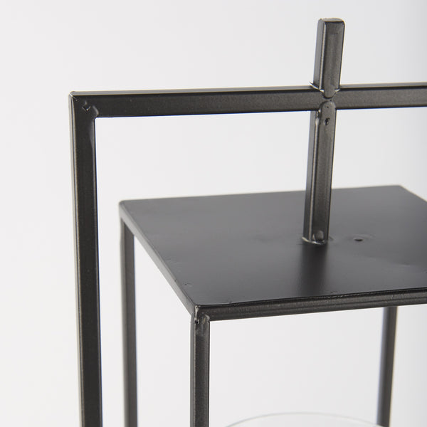 Albus I Large Black Metal Rectangular Table Candle Holder
